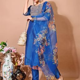 Women Art Silk Kurti Pant Dupatta Set-image-17