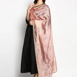 Dupatta Bazaar Peach-Coloured & Gold-Toned Ethnic Motifs Printed Printed Dupatta image 4