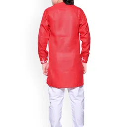 Jeetethnics Boys Red & White Printed Regular Kurta With Pyjamas image 2