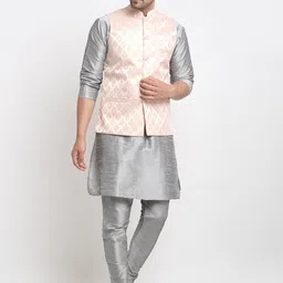 Kaifoo Men Multicoloured Kurta with Churidar & Nehru Jacket image 2