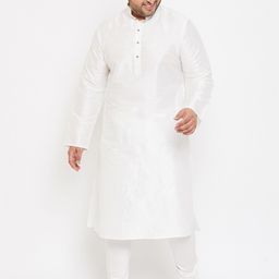 VASTRAMAY Men Plus Size White Kurta with Pyjama image 2