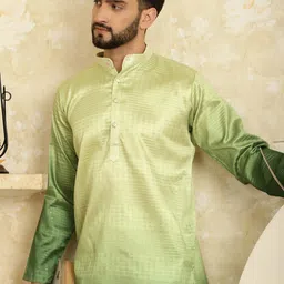 SOJANYA Striped Woven Design Sequinned Jacquard Mandarin Collar Kurta With Churidar image 3