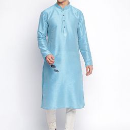 Sanwara Men Blue Regular Kurta with Churidar-image-15