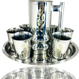 Fancy Jug Glass Tray Set Laser Printed Mirror Finish Jug Glass Tray Set-image-48