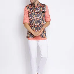 Hangup Men Printed Kurti with Trousers & Printed Nehru Jacket image 5