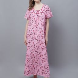 Shararat Floral Printed Pure Cotton Maxi Nightdress-image-38