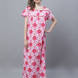 Shararat Floral Printed Pure Cotton Maxi Nightdress-image-69