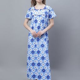 Shararat Floral Printed Pure Cotton Maxi Nightdress-image-103