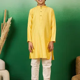 Sangria Boys Geometric Printed Cotton Mandarin Collar Kurta-picture-26