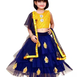 BAESD Girls Embroidered Patchwork Ready to Wear Lehenga & Blouse With Dupatta-image-95