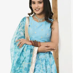 Indi INSIDE Embroidered Tie and Dye Ready to Wear Lehenga & Unstitched Blouse With Dupatta image 4