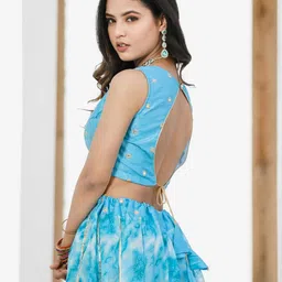 Indi INSIDE Embroidered Tie and Dye Ready to Wear Lehenga & Unstitched Blouse With Dupatta image 3