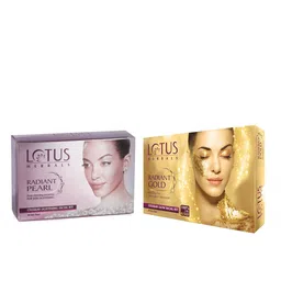 Lotus Herbals Radiant Gold Cellular Glow & Radiant Pearl Cellular Lightening Facial Kit-24