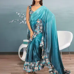 RACHNA Ombre Prestitched Printed Frill Ready To Wear Saree-picture-55