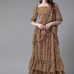 AKS Abstract Printed Pure Georgette Ready To Wear Saree-picture-18