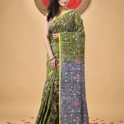 DESH BIDESH Tribal Palki Printed Designer Cotton Silk Saree-37