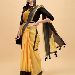 Sangria Ethnic Motifs Printed Pure Linen Saree With Blouse Piece-image-88