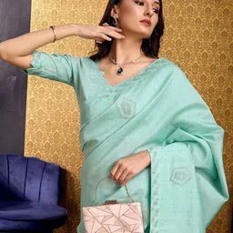 DOI MOI Embellished Beads and Stones Tussar Saree-image-39