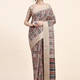 RACHNA Ethnic Motifs Printed Zari Pure Silk Tussar Saree-42