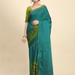 RACHNA Ethnic Motifs Embroidered Silk Cotton Tussar Saree-image-17