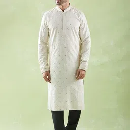 Arihant Rai Sinha Men Ethnic Motifs Embroidered Regular Thread Work Pure Silk Kurta with Churidar-picture-17