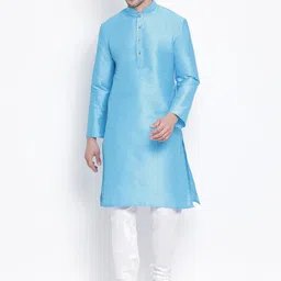 VASTRAMAY Mandarin Collar Straight Kurta with Churidar-11