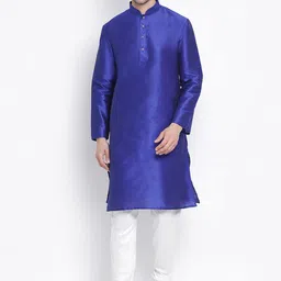 VASTRAMAY Mandarin Collar Long Sleeves Straight Kurta With Churidar-image-51