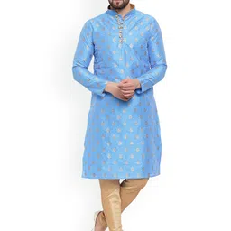 Sydney Heights Ethnic Motifs Woven Design Mandarin Collar Jacquard Kurta With Churidar-picture-44
