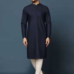 KISAH Self Design Cotton Sherwani Churidar Set-image-5