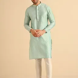 KISAH Abstract Embroidered Mandarin Collar Thread Work Kurta with Churidar-picture-14