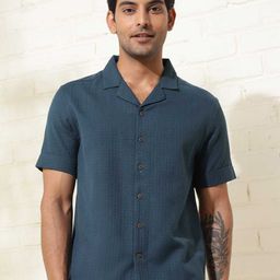 Fabindia Cotton Cuban Collar Dobby Regular Shirt-image-23