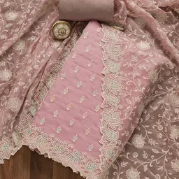 Koskii Embroidered Organza Unstitched Dress Material-image-19