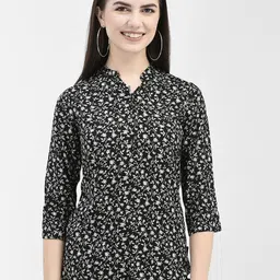 Crimsoune Club Floral Print Mandarin Collar Top-image-32