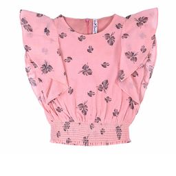 Hunny Bunny Peach-Coloured Floral Georgette Regular Top-image-80