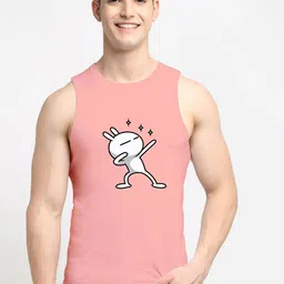 Friskers Men Coral & Black Printed Pure Cotton Innerwear Vests-image-79