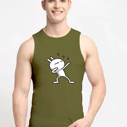 Friskers Men Olive Printed Innerwear Vests-image-50