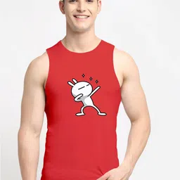 Friskers Men Red & White Printed Pure Cotton Gym Vest-picture-9