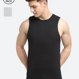 Friskers Men Pack Of 2 Solid Cotton Innerwear Vests-picture-25