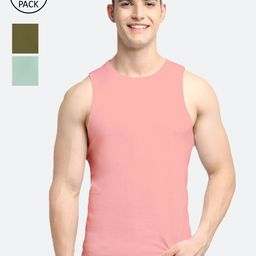 Friskers Men Pack Of 3 Solid Cotton Apple Cut Innerwear Vests-23