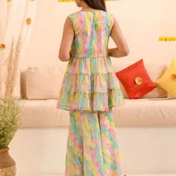 pspeaches Girls Abstract Printed Sequinned Regular A-Line Kurta & Sharara With Dupatta image 2
