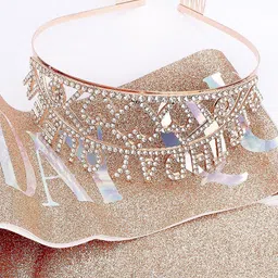 Shining Diva Fashion Set of 2 Beaded Tiara with Birthday Sash-image-63