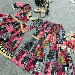 BAESD Girls Floral Printed Regular Gotta Patti Kurta With Sharara-picture-58