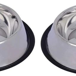 Stainless Steel Anti Skid Dog Bowls & Cat Bowls Medium Size - Set of 2 Stainless Steel Anti Skid Dog Bowls Medium (700ml, Silver) - Set of 2 Stainless Steel Pet Bowl-65