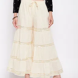 Clora Creation Women Embellished Flared Cotton Ethnic Palazzos-picture-40