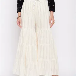 Clora Creation Women Self Design Cotton Flared Palazzos-image-16