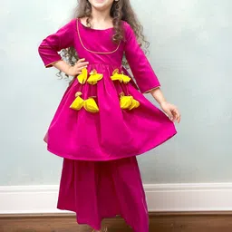 A.T.U.N. Girls Regular Sleeves Anarkali Patchwork Kurta & Sharara-35