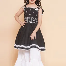 Bitiya by Bhama Girls Embroidered Pure Cotton Kurta with Sharara-image-62