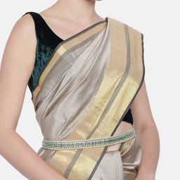 I Jewels Gold-Plated Sea Green Kundan Studded Adjustable Kamarband-8