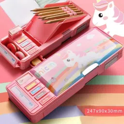 pink unicorn Art Plastic Pencil Box-picture-26
