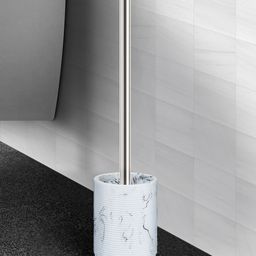 OBSESSIONS White & Grey 2 Pieces Marble Printed Toilet Brush & Holder-11